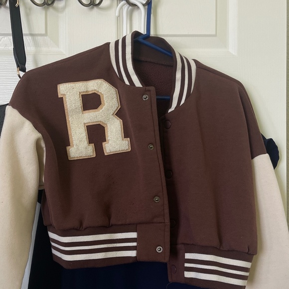 Brown Varsity Jacket (fits XS-S) Sweater - Picture 1 of 3